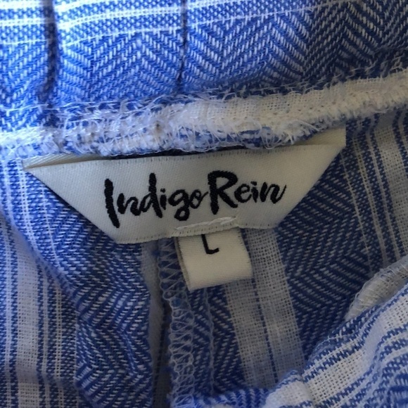 Indigo Rein Linen Coastal Striped Wide Leg Beach Pants - Picture 7 of 8